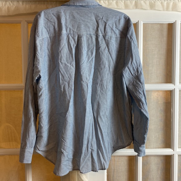 NWOT Madewell Side-Button Oversized Ex-Boyfriend Shirt In Stripe - Picture 6 of 9